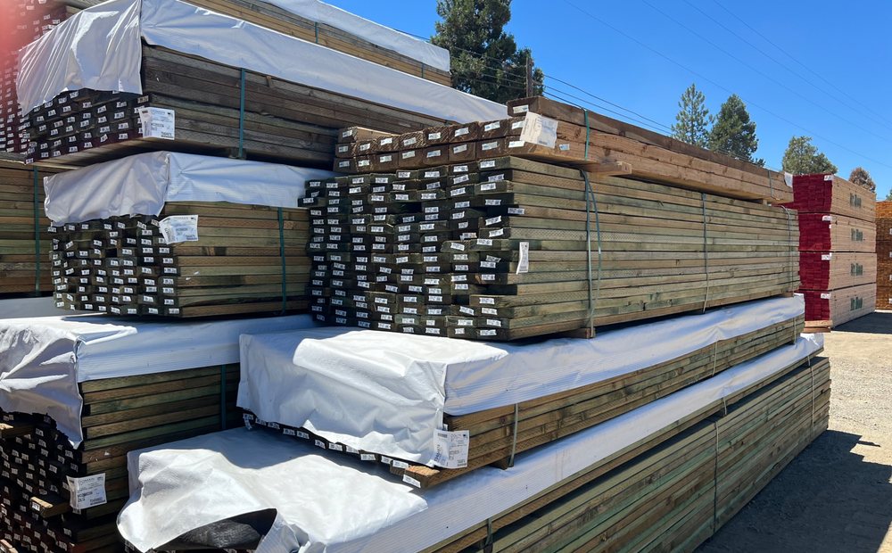 Stacked Douglas fir lumber inventory